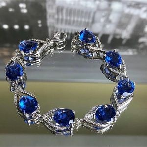 Lab Created Sapphire Pear Shaped Bracelet